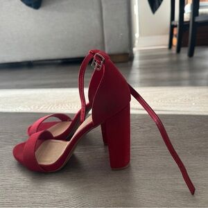 Elegant Red Block Heel Sandals